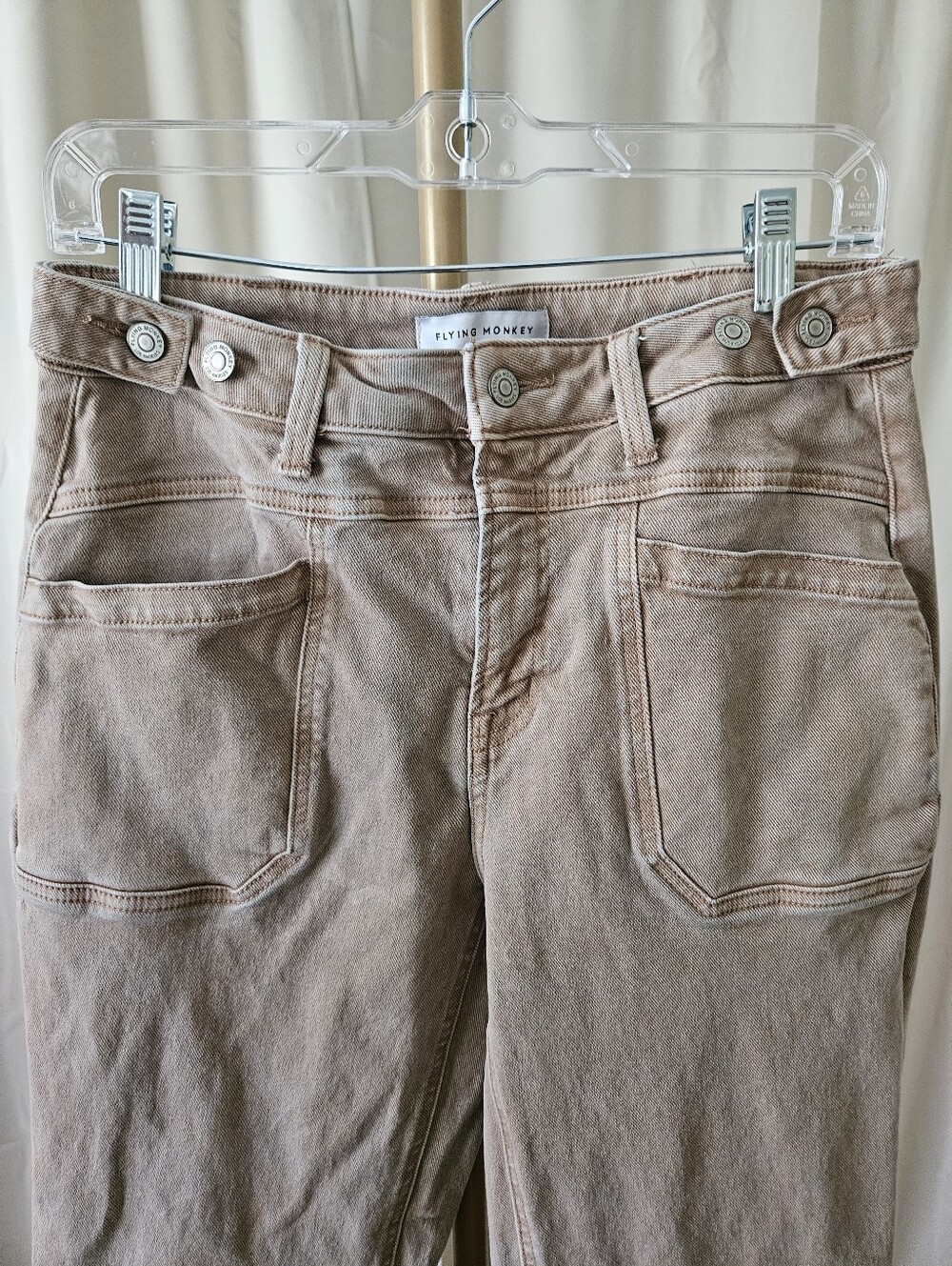 Flying Monkey Wide Leg Tan Denim Jeans Sz 28 🤎 - Picture 3 of 6